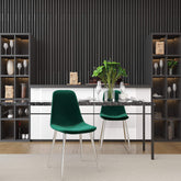 Velets Set of 4 Sera Upholstered Side Chair - Velvet - Green - Chrome Leg